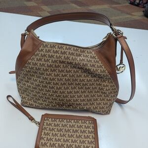 Michael Kors Tan and Brown Hobo Bag